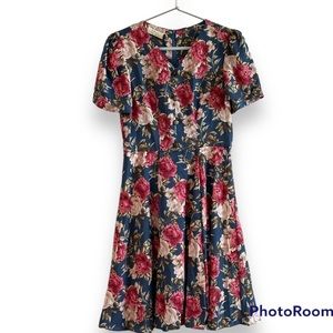 Vintage Korean Floral print  Dress